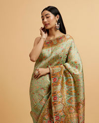 Mohey Women Sea Green Nouvea Patterned Saree