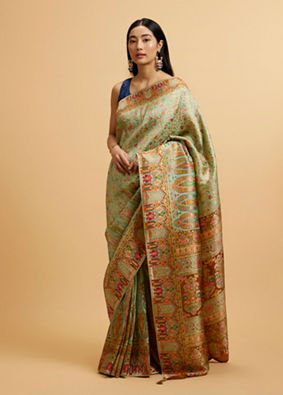 alt message - Mohey Women Sea Green Nouvea Patterned Saree image number 2