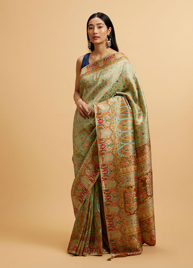 Mohey Women Sea Green Nouvea Patterned Saree