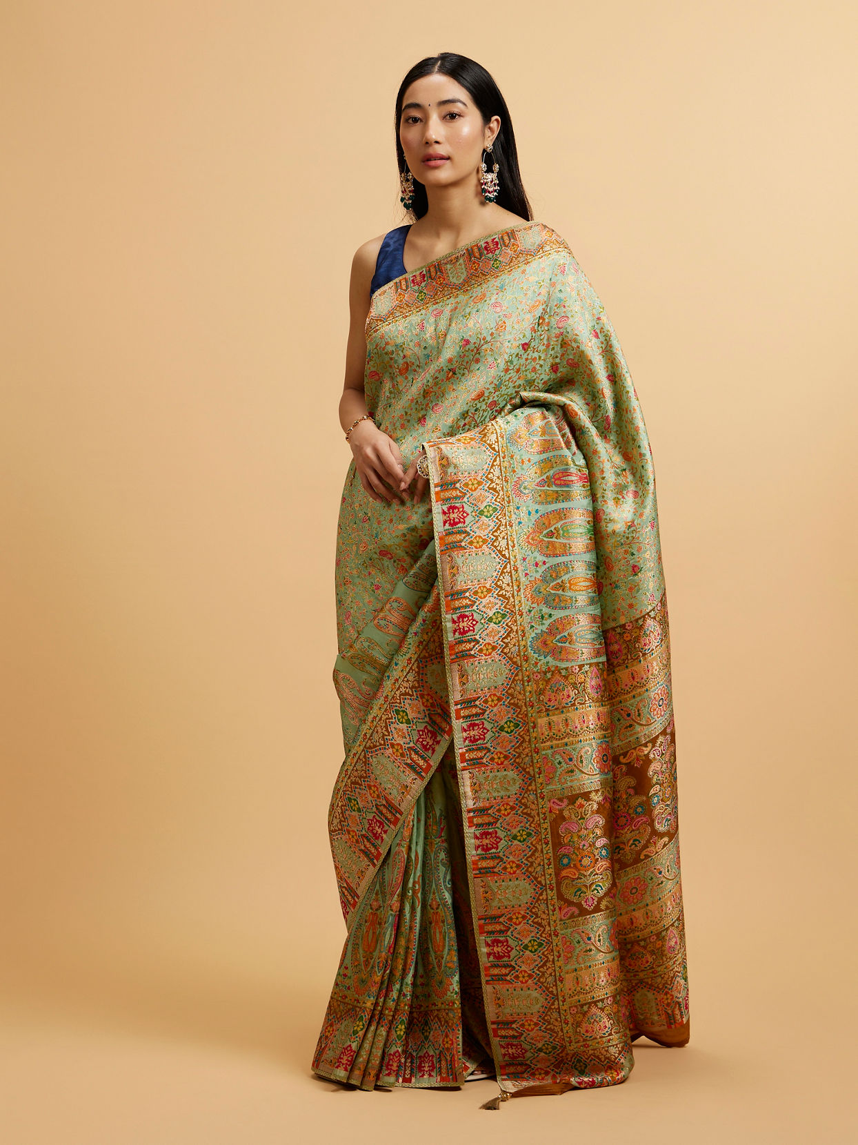 Mohey Women Sea Green Nouvea Patterned Saree