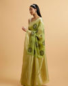 Mohey Women Pista Green Floral Motifs in Zari Work Saree