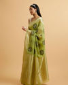 alt message - Mohey Women Pista Green Floral Motifs in Zari Work Saree image number 2