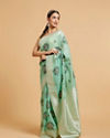 Mohey Women Sea Green Floral Motifs in Zari Work Saree