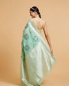 Mohey Women Sea Green Floral Motifs in Zari Work Saree