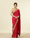 alt message - Mohey Women Classic Red Buta Patterned Saree image number 0