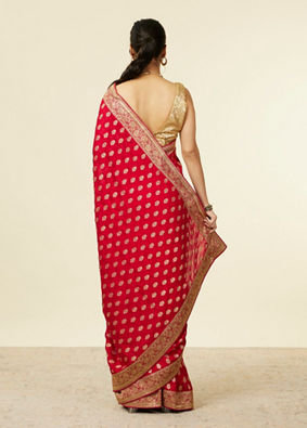 alt message - Mohey Women Classic Red Buta Patterned Saree image number 2