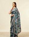 alt message - Mohey Women Teal Blue Floral Patterned Saree image number 3