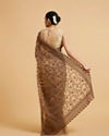 Mohey Women Dark Fawn Bel Buti Embroidered Saree with Stone Work