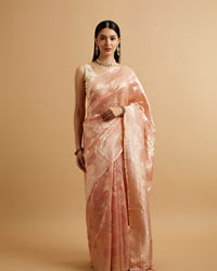 Mohey Women Pink Floral Patterned Saree