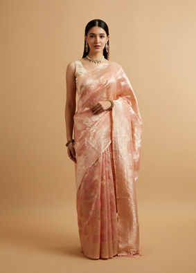 Mohey Women Pink Floral Patterned Saree
