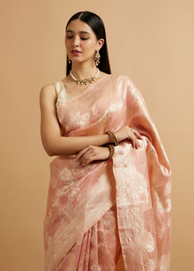 alt message - Mohey Women Pink Floral Patterned Saree image number 1