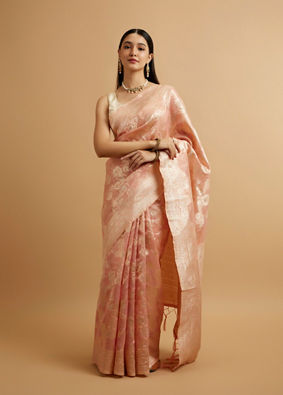 alt message - Mohey Women Pink Floral Patterned Saree image number 2