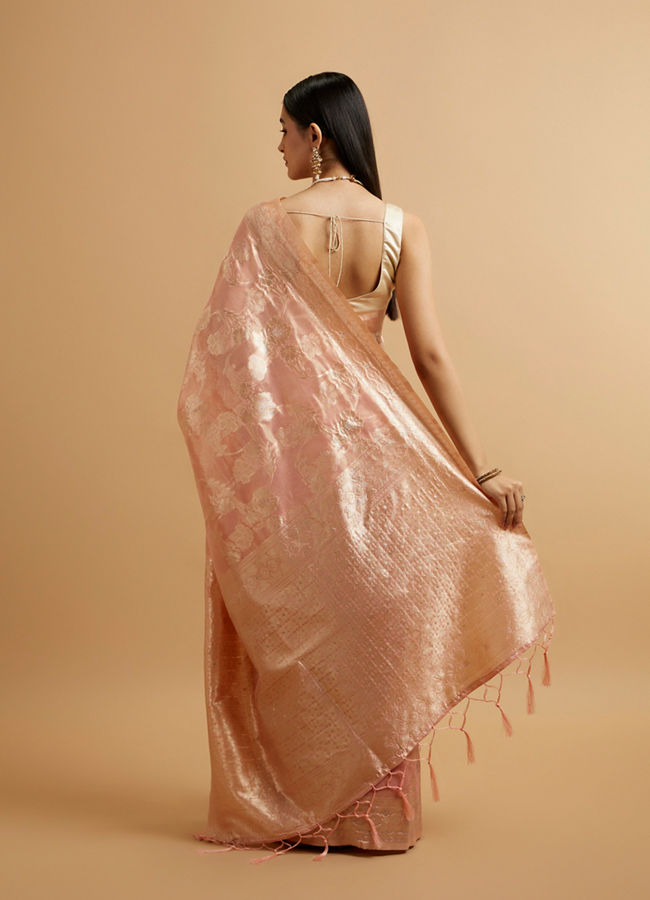 Mohey Women Pink Floral Patterned Saree