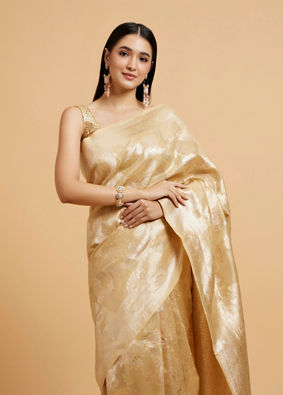 alt message - Mohey Women Elegant Beige Saree image number 1