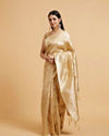 Mohey Women Cream Beige Floral Patterned Saree