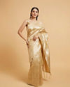 Cream Beige Floral Patterned Saree