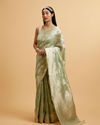 Mohey Women Sea Green Floral Patterned Saree