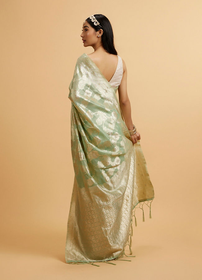 Mohey Women Sea Green Floral Patterned Saree