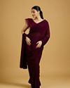 Wine Red Paisley Embroidered Saree with Gota Patti Work