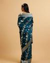 Mohey Women Teal Blue Floral Jaal Embroidered Saree