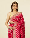 Mohey Women Rani Floral and Bel Buti Patterned Bridal Saree