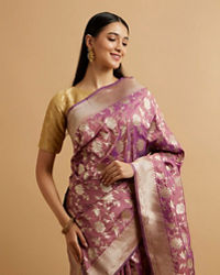 Mohey Women Purple Bel Buti Patterned Saree