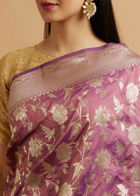 alt message - Mohey Women Purple Bel Buti Patterned Saree image number 3