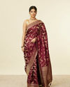 alt message - Mohey Women Classic Wine Bel Buti Patterned Saree image number 0