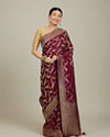 Mohey Women Classic Wine Bel Buti Patterned Bridal Saree