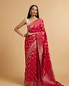 alt message - Mohey Women Rani Pink Bel Buti Patterned Saree with Rhinestones image number 0