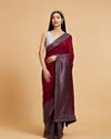 alt message - Mohey Women Wine Elegance Drape Saree image number 0