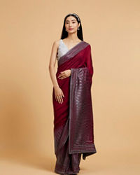 Mohey Women Wine Elegance Drape Saree