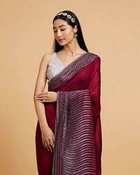 Mohey Women Wine Elegance Drape Saree