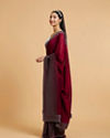 alt message - Mohey Women Wine Elegance Drape Saree image number 2