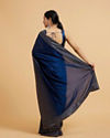 Mohey Women Teal Blue Wave Patterned Saree with Rhinestones