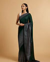 Mohey Women Bottle Green Wave Patterned Saree with Rhinestones