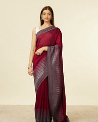 Mohey Women Mauve Wine Stone Embellished Saree