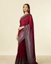 Mohey Women Mauve Wine Stone Embellished Saree image number 3