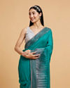 Mohey Women Rama Green Stone Embellished Saree image number 1