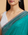 Mohey Women Rama Green Stone Embellished Saree image number 3