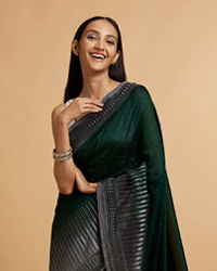 Mohey Women Bottle Green Stone Embellished Saree