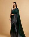 Mohey Women Bottle Green Stone Embellished Saree