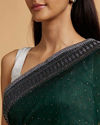 Mohey Women Bottle Green Stone Embellished Saree