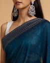 Mohey Women Teal Green Stone Embellished Saree