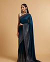Mohey Women Teal Green Stone Embellished Saree