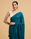 alt message - Mohey Women Charming Rama Green Georgette Saree image number 1