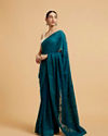Mohey Women Rama Green Bel Buti Embroidered Saree with Rhinestones