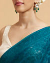 Mohey Women Rama Green Bel Buti Embroidered Saree with Rhinestones
