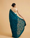 Mohey Women Rama Green Bel Buti Embroidered Saree with Rhinestones