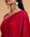 Mohey Women Rani Pink Bel Buti Embroidered Saree with Rhinestones